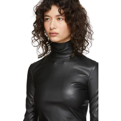 Shop Alexander Wang Black Pleather Turtleneck Bodysuit In 001 Black