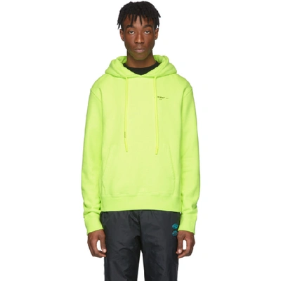 Shop Off-white Yellow Logo Slim Hoodie In Fluo Yellow