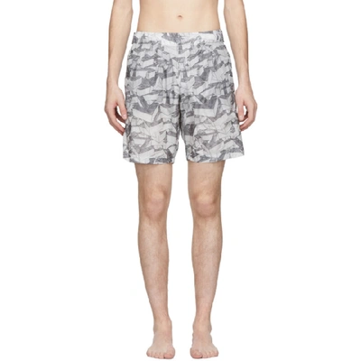 Shop Off-white Grey All Over Arrows Swim Shorts In Med