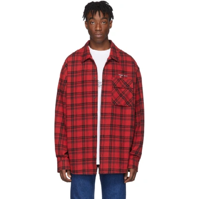 Shop Off-white Red Flannel Check Shirt In Red White