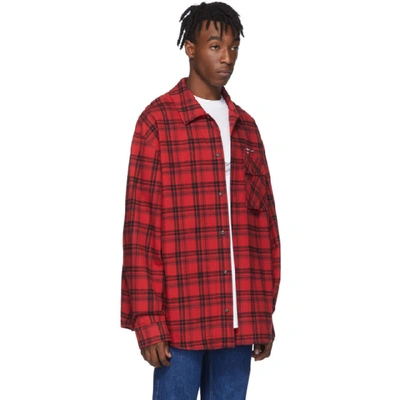 Shop Off-white Red Flannel Check Shirt In Red White