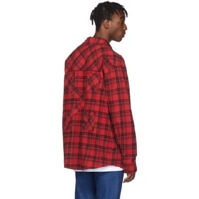 Shop Off-white Red Flannel Check Shirt In Red White