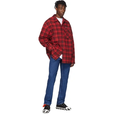 Shop Off-white Red Flannel Check Shirt In Red White