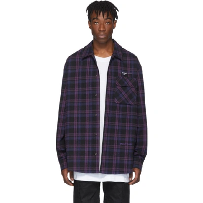 Shop Off-white Black Flannel Check Shirt In Violet Whit