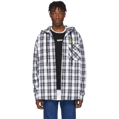 Shop Off-white White Checked Hooded Shirt In White No Co