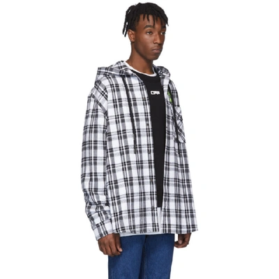Shop Off-white White Checked Hooded Shirt In White No Co