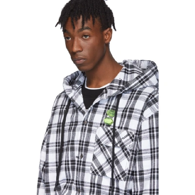 Shop Off-white White Checked Hooded Shirt In White No Co