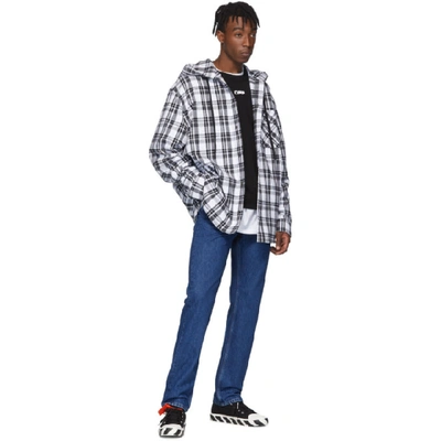 Shop Off-white White Checked Hooded Shirt In White No Co