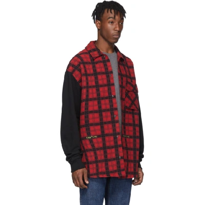 Shop Off-white Red And Black Contrast Sleeve Shirt In Red Black
