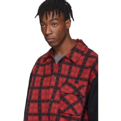 Shop Off-white Red And Black Contrast Sleeve Shirt In Red Black