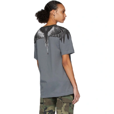 Shop Marcelo Burlon County Of Milan Grey And Black Wings T-shirt In Anthracite