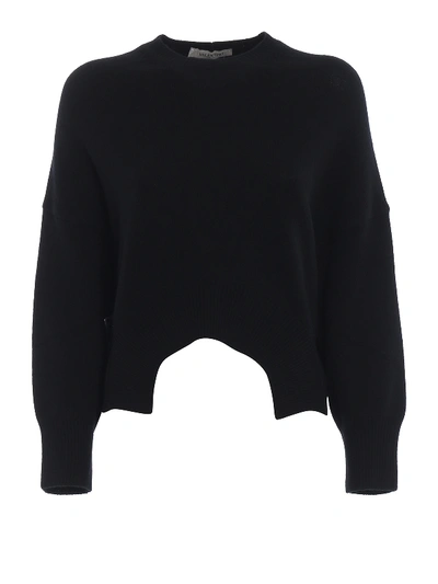 Shop Valentino Black Cashmere Asymmetric Sweater