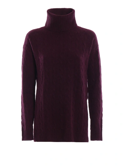 Shop Polo Ralph Lauren Twist Knit Wool And Cashmere Turtleneck In Purple