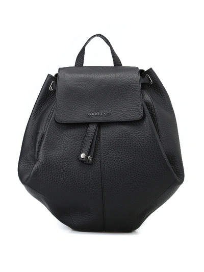 Shop Orciani Soft Hammered Leather Bucket Shaped Backpack In Black