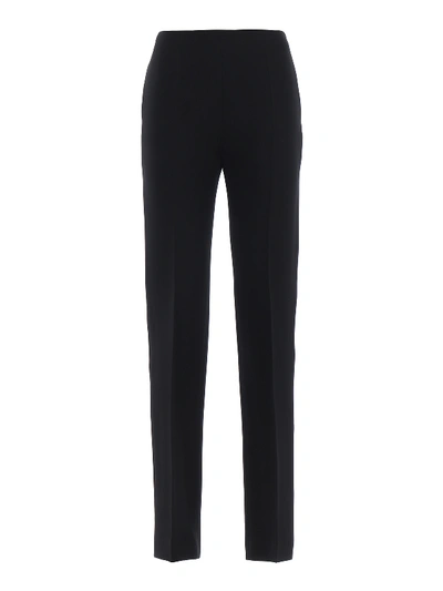 Shop Valentino Silk And Wool Blend Cigarette Trousers In Black