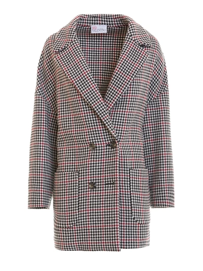 Shop Red Valentino Check Houndstooth Techno Wool Coat In Multicolour