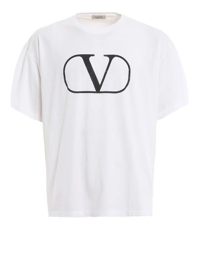 Shop Valentino White Logo Print T-shirt