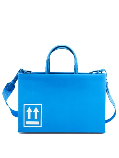 Shop Off-white Light Blue Smooth Leather Tote