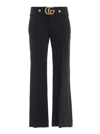 Shop Gucci Double G Black Flared Trousers