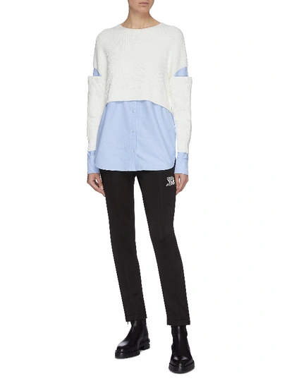 Shop Alexander Wang T Ribbed Bi-layer Sweater With Oxford Shirting