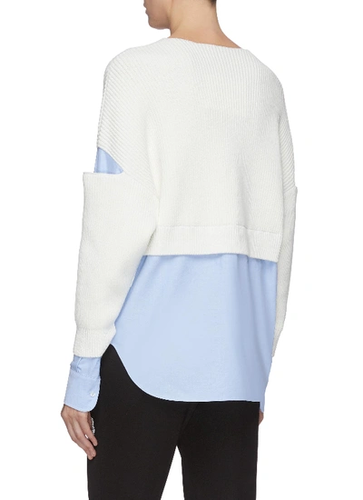 Shop Alexander Wang T Ribbed Bi-layer Sweater With Oxford Shirting