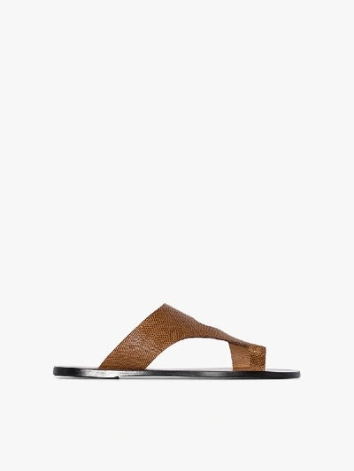 Shop Atp Atelier Brown Roma Leather Sandals
