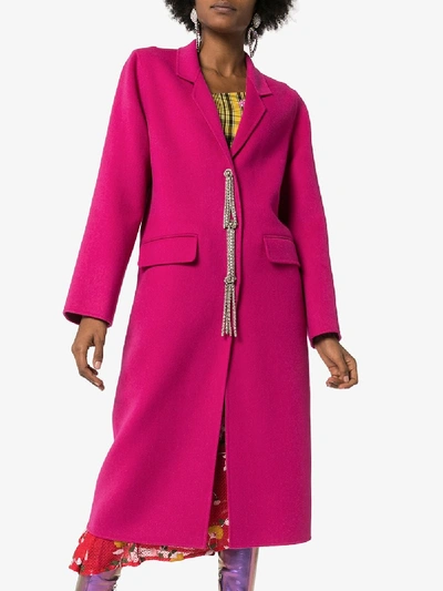 Shop Christopher Kane Embellished Single-breasted Coat In Pink