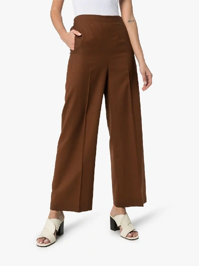 Shop Lvir Wide Leg Trousers In Brown