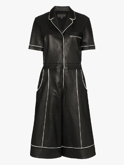 Shop Skiim Fiona Leather Jumpsuit In Black