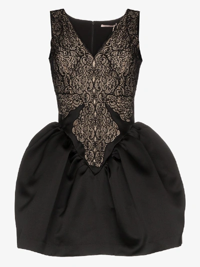 Shop Christopher Kane Cupcake Satin And Lace Mini Dress In Black