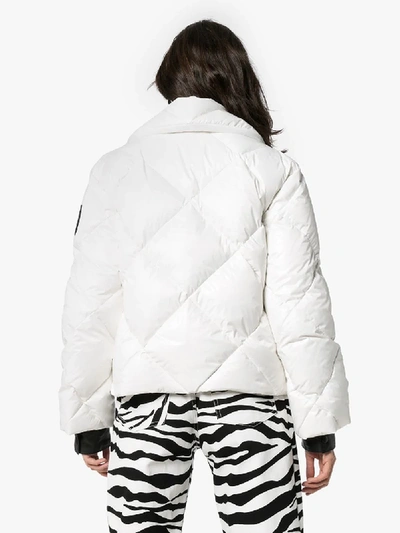 Shop Balmain Quilted Double-breasted Jacket In White