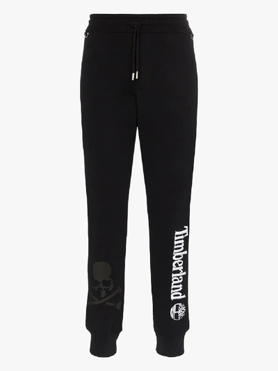 Shop Mastermind Japan Mens Black X Timberland Logo Print Cotton Sweatpants