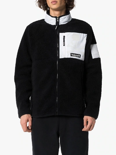 Shop Mastermind Japan X Timberland Contrast Panel Fleece Jacket In Black