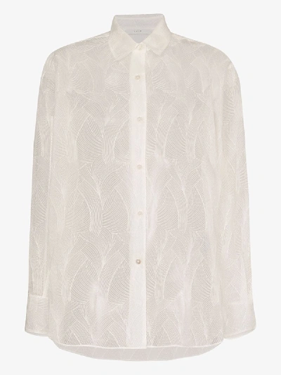 Shop Lvir Sheer Lace Shirt In White