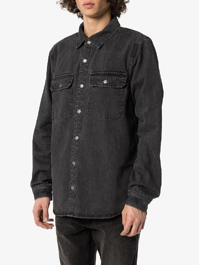 Shop Ksubi Shockwave Protest Denim Shirt In Grey