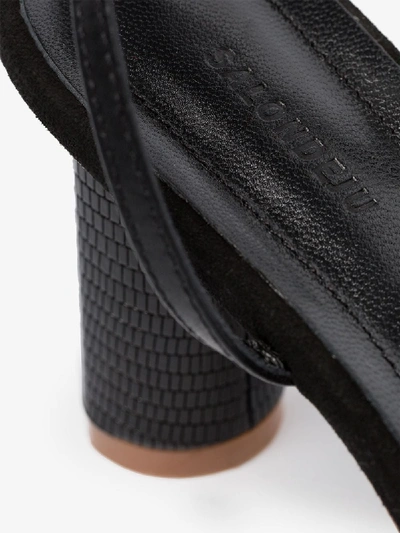 Shop Salondeju Black Volure 70 Leather Sandals