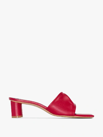 Shop Salondeju Red Volure 50 Leather Mules