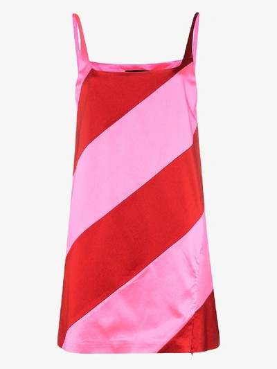 Shop House Of Holland Striped Satin Mini Dress In Pink