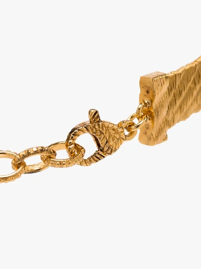 Shop Gucci Gold-plated Lion Head Gg Logo Choker