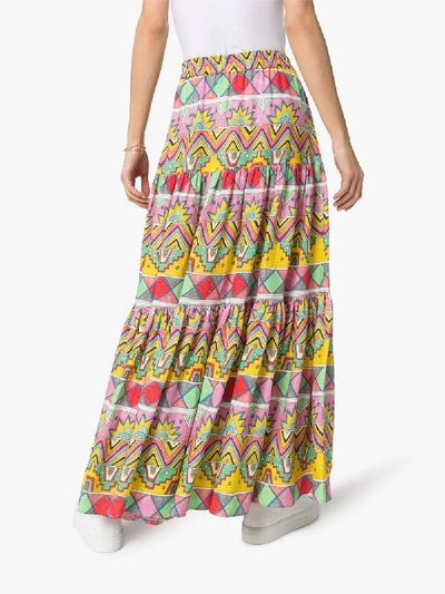 Shop Mira Mikati Aztec Print Linen Maxi Skirt In White