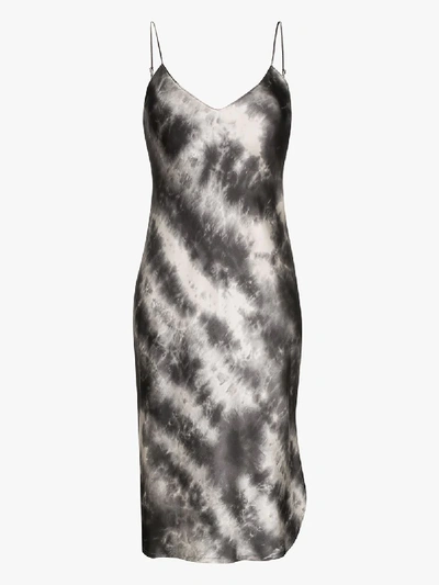 Shop Nili Lotan Tie-dye Silk Midi Dress In Grey