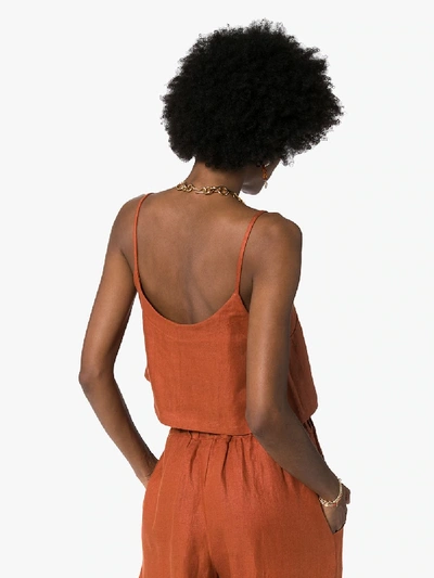 Shop Bondi Born Flared Cropped Linen Camisole In Orange