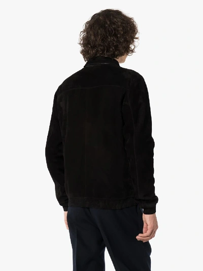 Shop Ajmone Buttoned Suede Jacket In Black