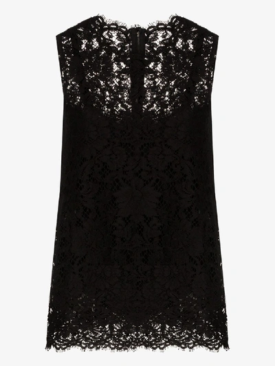 Shop Dolce & Gabbana Sleeveless Lace Top In Black