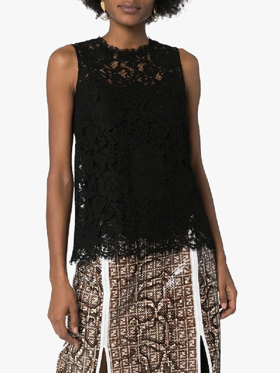 Shop Dolce & Gabbana Sleeveless Lace Top In Black