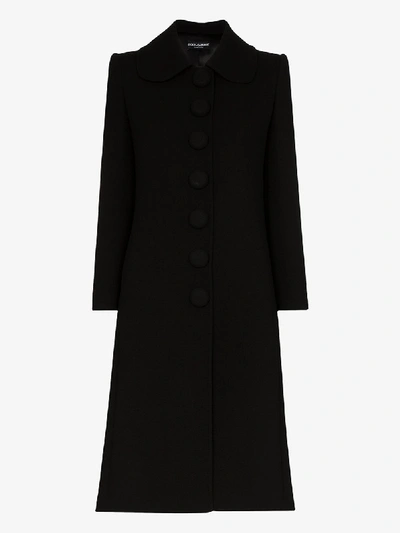 Shop Dolce & Gabbana Single-breasted Wool Crepe Coat In Black