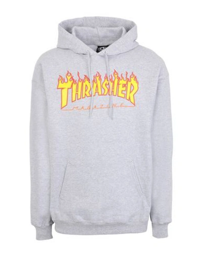 Shop Thrasher Flame Hoodie Man Sweatshirt Grey Size L Cotton, Polyester
