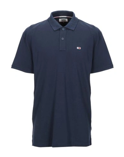 Shop Tommy Jeans Polo Shirt In Dark Blue