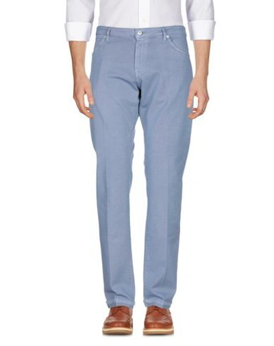 Shop Pt05 Pt Torino Man Pants Slate Blue Size 38 Cotton, Elastane