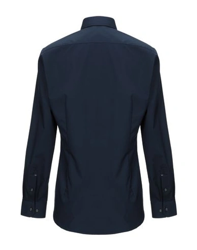 Shop Michael Kors Mens Man Shirt Midnight Blue Size 15 ½ Cotton, Elastane In Dark Blue